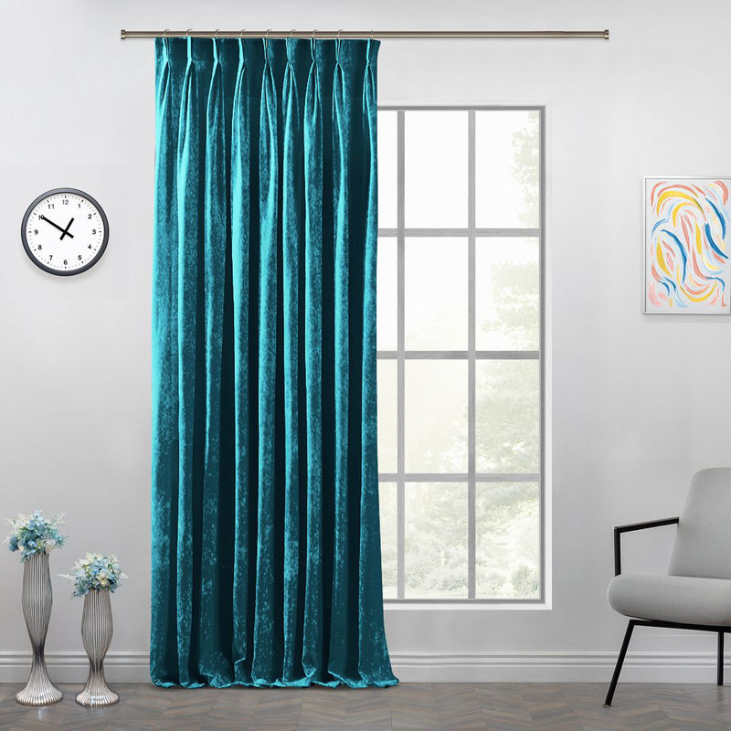 Room Darkening Single Curtain Panel, 65cm Width x 245cm Drop, Blue