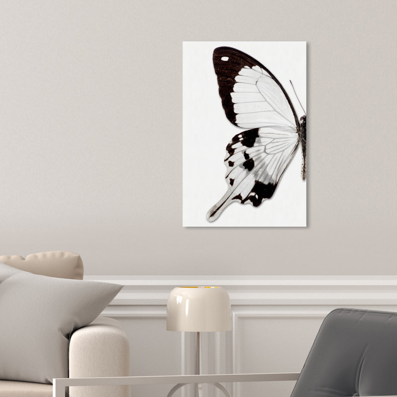 Papillon monochrome I - photographie sur toile, H 15 po x l 10 po