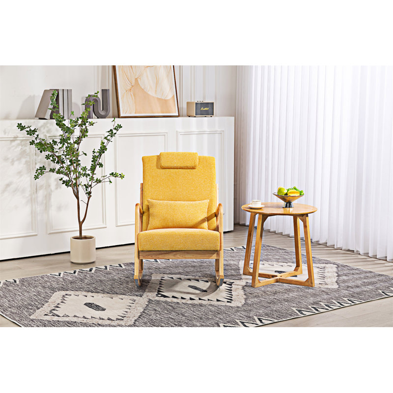 Chaise berçante moderne rembourrée, Jaune