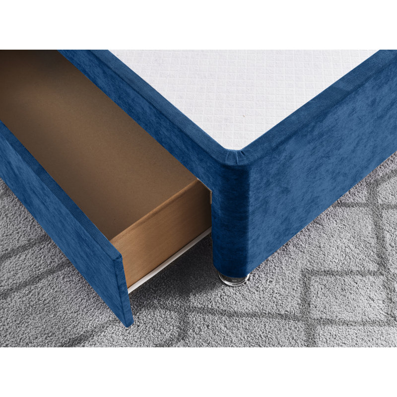 Naples Divan Bed Base, Blue, Double (4'6), No Drawers