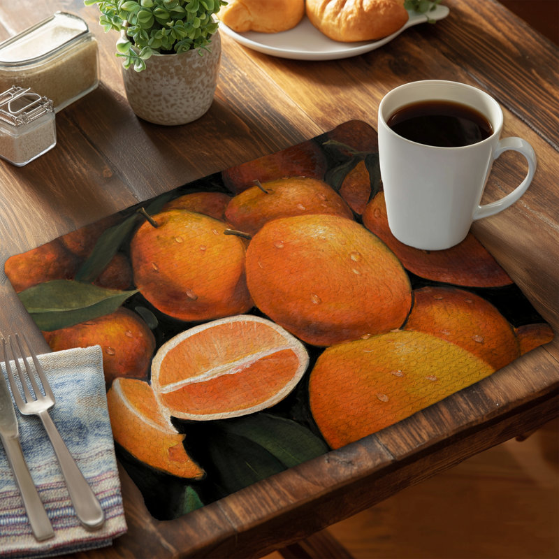 Braided Polyester Placemats Set of 4 - Fresh Oranges Decor