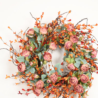Couronne de fleurs artificielle 26 po
