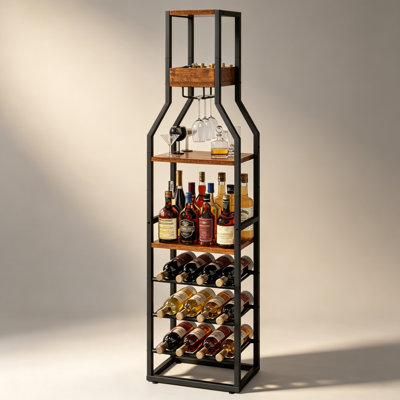 Wine Bottle & Glass Rack Brown