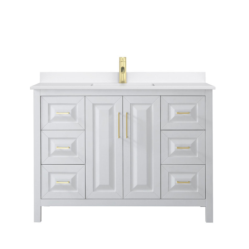 Daria 48'' W Vanity, Giotto Quartz, White, Brushed Gold