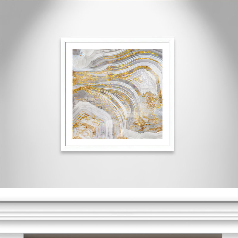 Agate Allure I - peinture encadrée, Cadre blanc, H 33,5 po x l 33,5 po x P 1,25 po