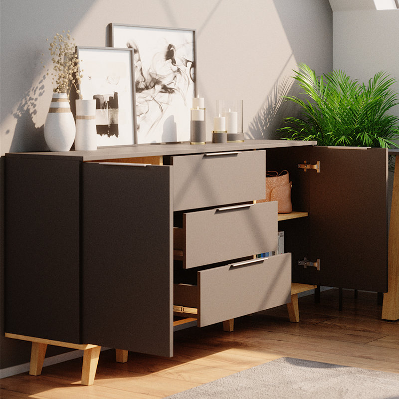 Oyama 138 Cm Wide 3 Drawer Sideboard