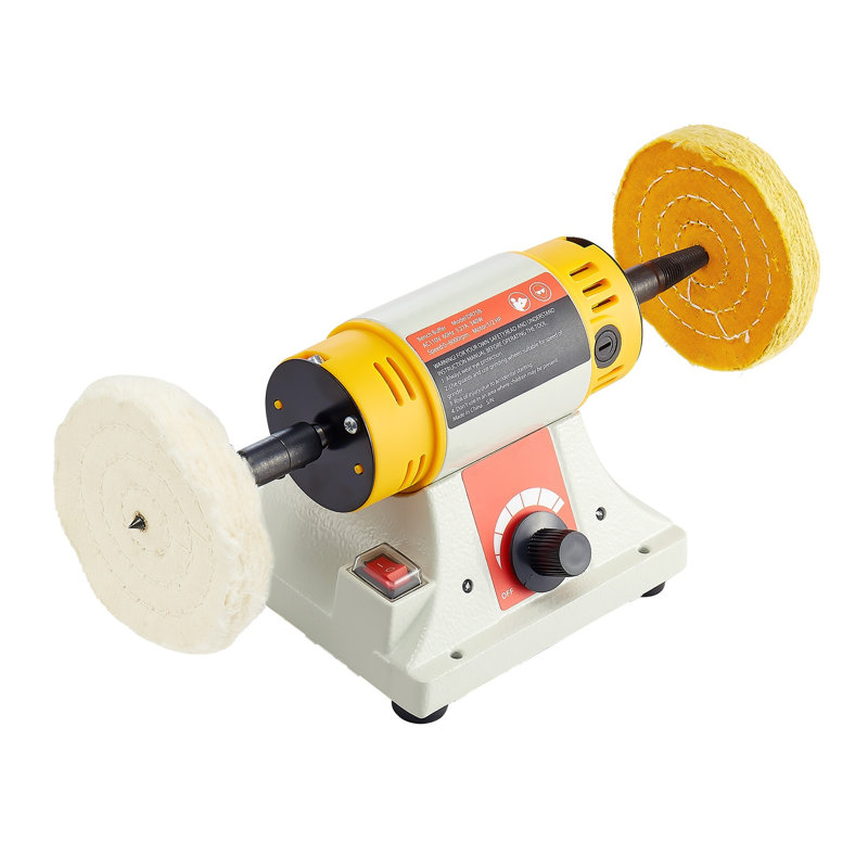 Bench Buffer Polisher, 1/2HP Variable Speed Polishing Machine (0-8000 RPM) with Cotton Wheels, Fiber Discs, and Polishing Compound for Metal, Jewelry, and Wood
