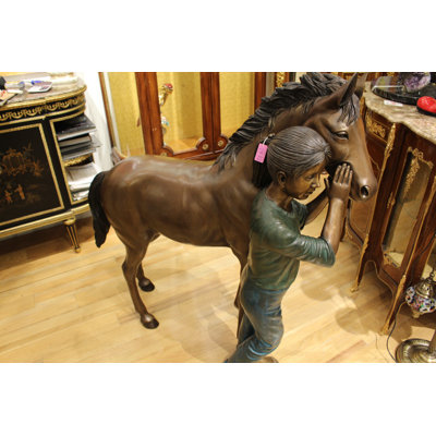 Henke Young Girl and Her Pony Statue