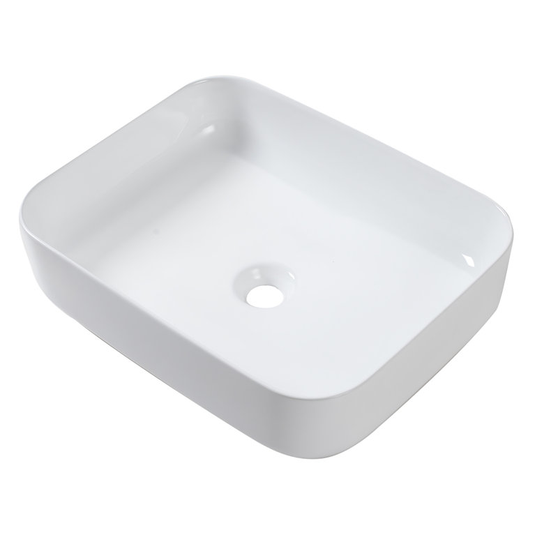 Modern White Ceramic 20X15 Inch Rectangular Bathroom Vessel Sink - Stain , Simple Countertop Installation, Graceful For Different Settings Various Locations