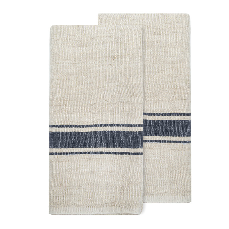 Cangelosi Stripe Tea Towel Kitchen Towel, Blue/Natural