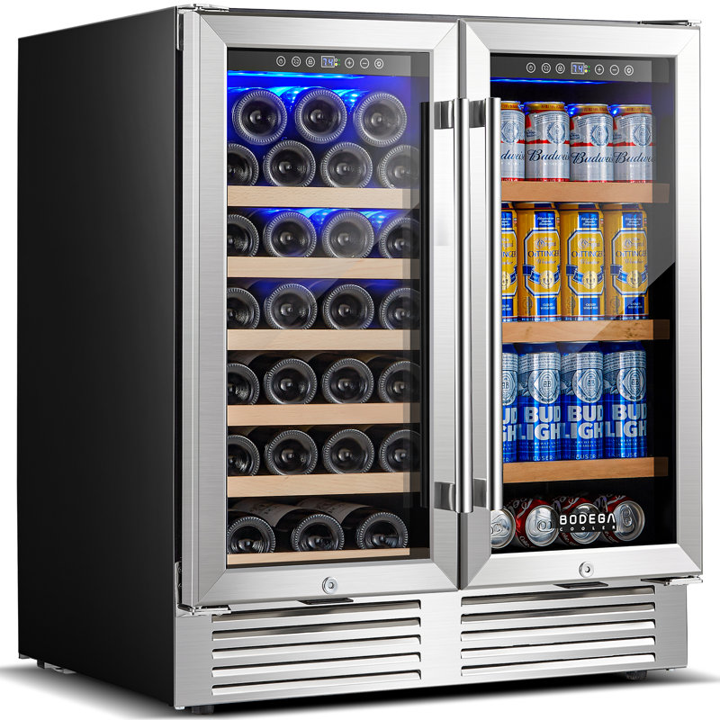 BODEGACOOLER Wine and Beverage Refrigerator 30 Inch, 31 Bottles and 92 Cans Large Capacity