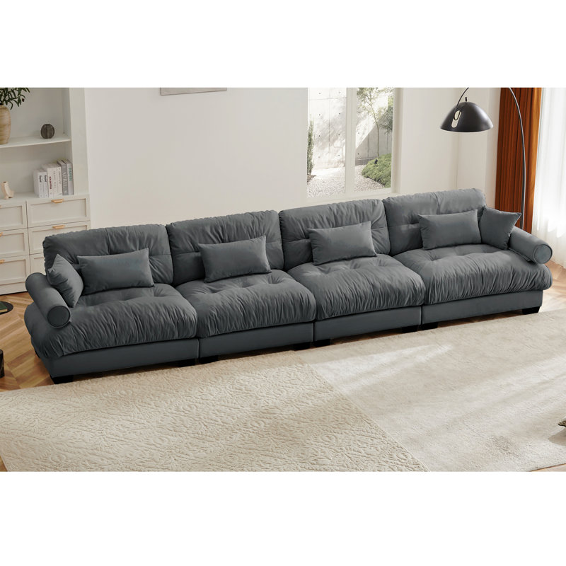 Canapé modulaire en velours surdimensionné Comfort, Velours gris velours