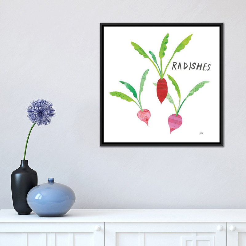 « cuisine jardin vi », impression sur toile, H 18 po x l 18 po x P 1,5 po, Toile avec cadre noir, Pas de tapis