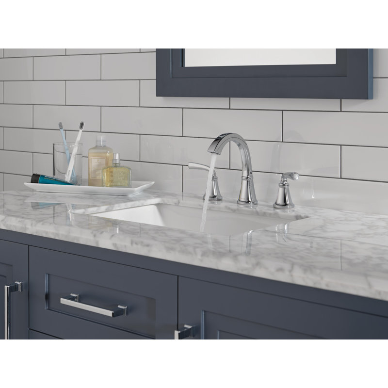 Geist Chrome Bathroom Faucet, 8 Inch Widespread Bathroom Sink Faucet for Vanity, Push-Pop Drain Assembly, Chrome, Chrome