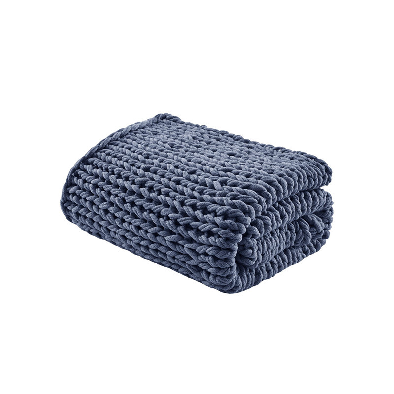 Gracie Mills Huffman Artisan Double-Knit Throw, Charcoal