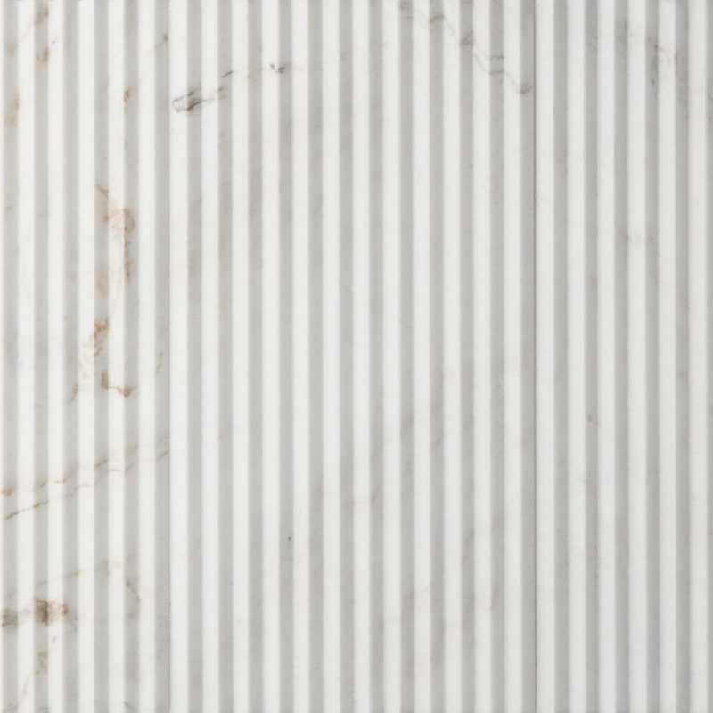 Stonework Alaska White 12x24 Marble Tile, Peak 3D Satin