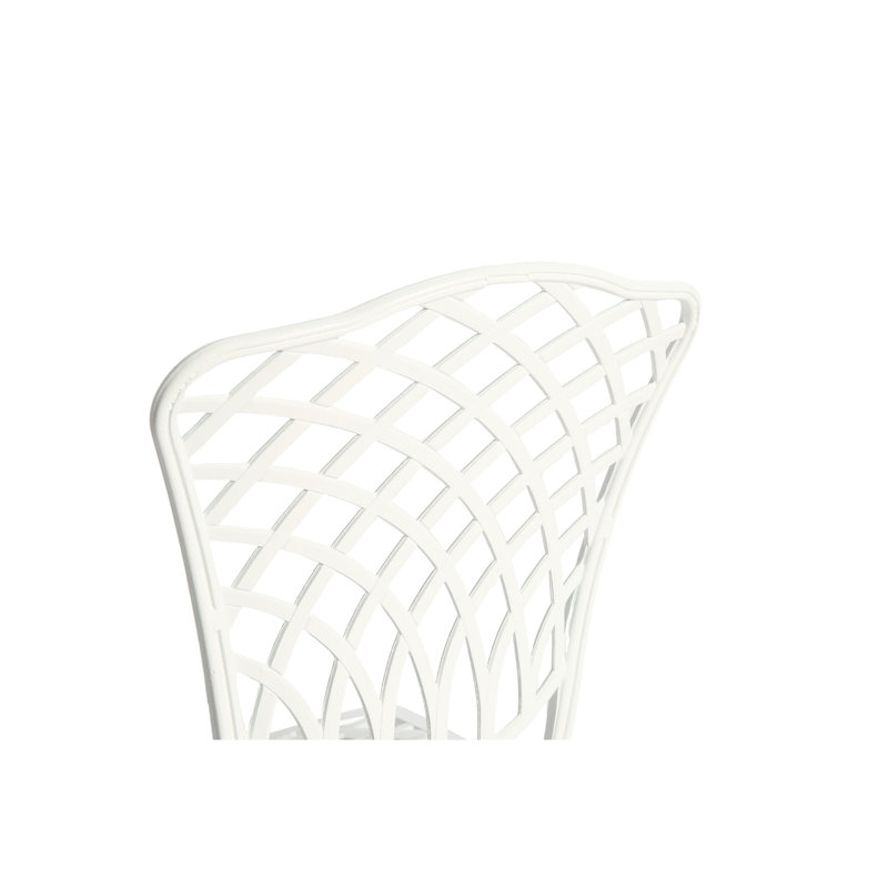 Patio en fonte d'aluminium 3 pièces - 2 chaises antirouille et 1 table ronde blanche pour le jardin, conception classique pour la cour arrière, mobilier d'extérieur facile à assembler dans un balcon design, marches sans effort