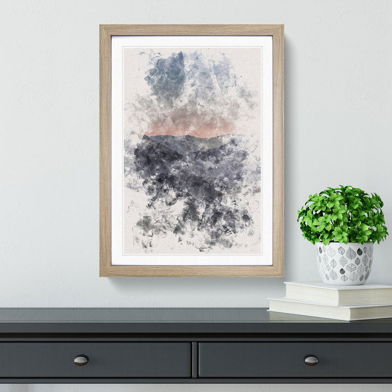 Ben Lui Mountain Scotland Watercolour - Picture Frame Graphic Art, 87cm H x 62cm W x 2cm D, Oak Framed