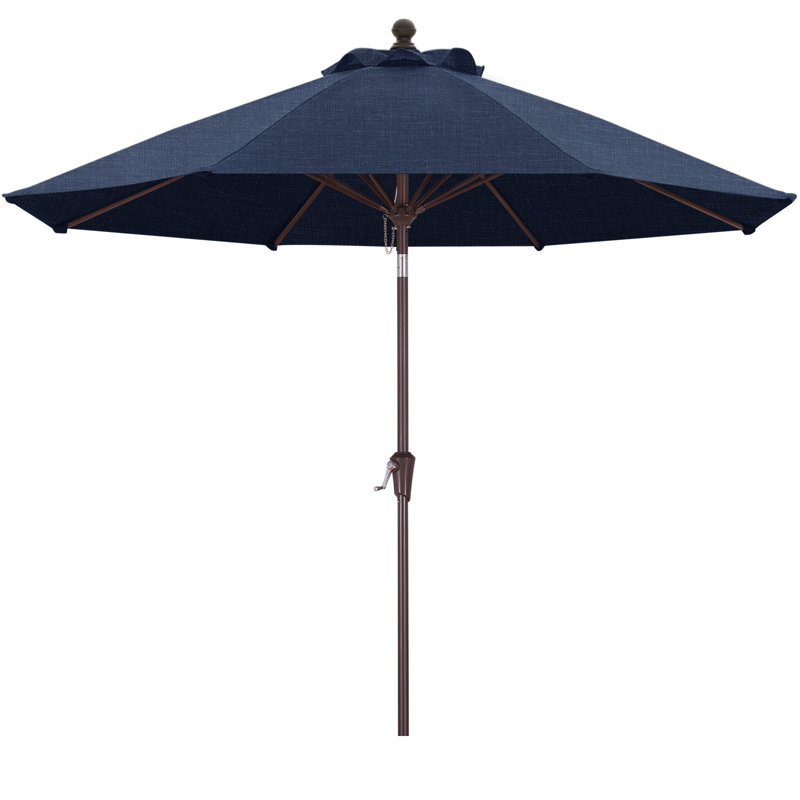 Parasol de marché en oléfine 9 'avec inclinaison et manivelle, Bleu denim