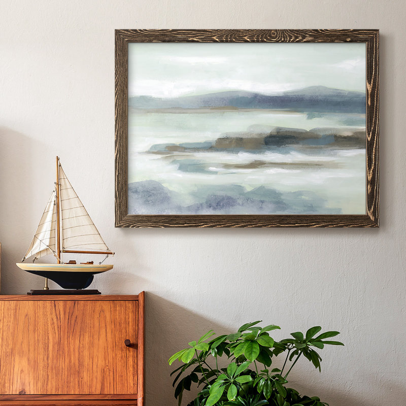 Soft Shores I- Rustic Framed Gallery Wrapped Canvas, Walnut, 18" H x 26" W x 1.5" D