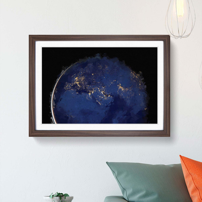 Earth View - Picture Frame Graphic Art Print, 62cm H x 87cm W x 2cm D, Walnut Framed