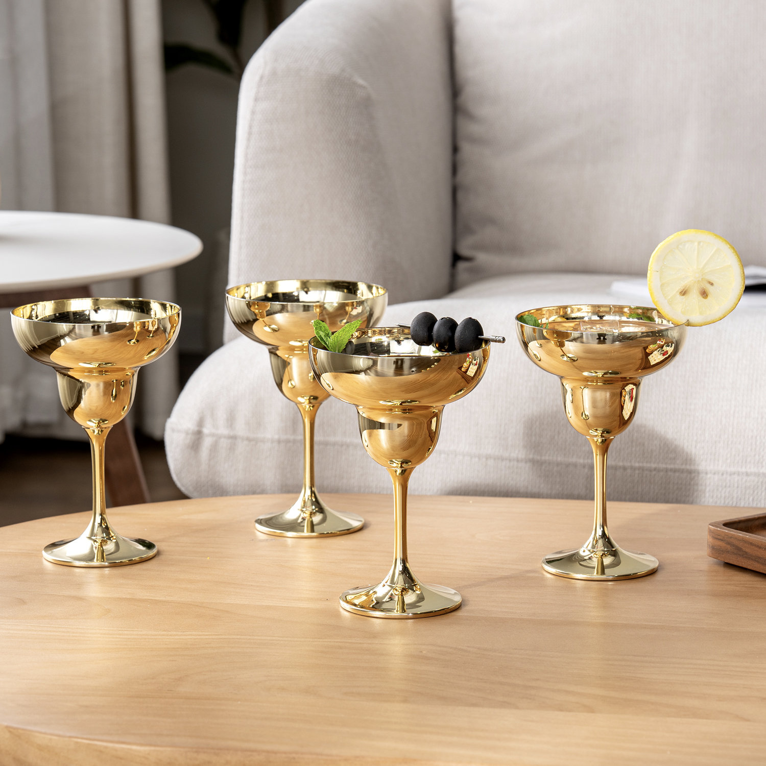 House of Hampton® 4 Piece Gold Bar Cocktail Margarita Glasses Drinkware