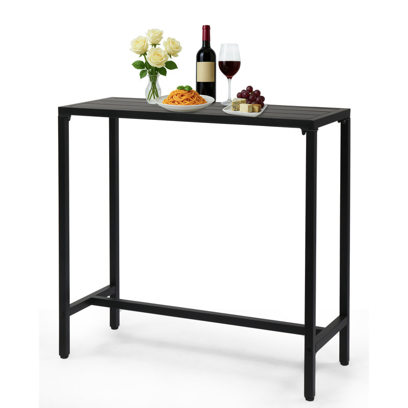 Outdoor  Black Rectangular Metal Bar Table