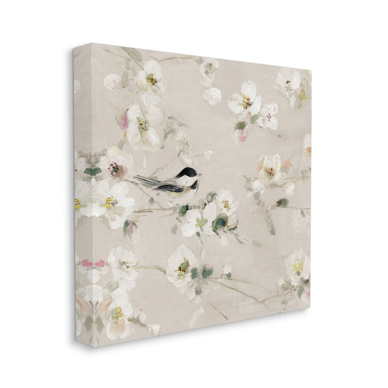«Stupell Industries Soft Apple Blossom Bird», art giclée par Sally Swatland, Giclée encadrée noir minuit