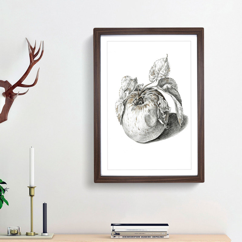 Apple by Jean Bernard - Single Picture Frame Print, 45cm H x 33cm W x 2cm D, Walnut Framed
