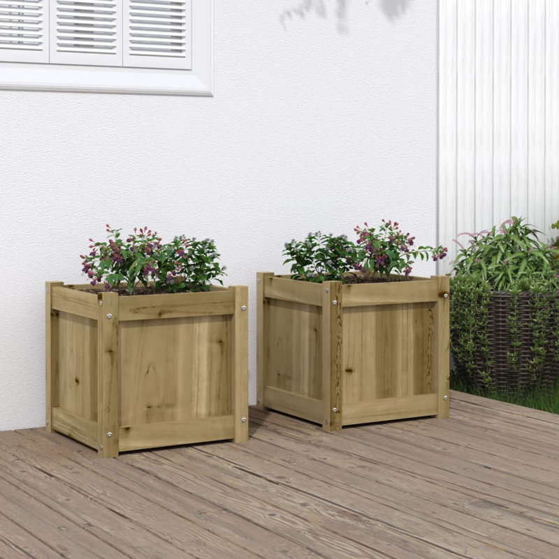 Brieuc Wood Planter Box, Grey, 2