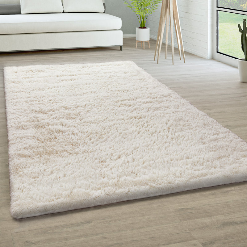 Tapis moderne à poils longs doux et moelleux dans des couleurs unies, Rectangle 6 pi 7 po x 9 pi 6 po