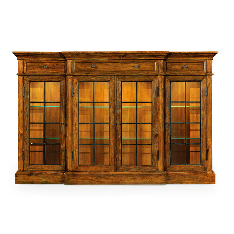 Casually Country Lighted China Cabinet, Country Farmhouse Walnut