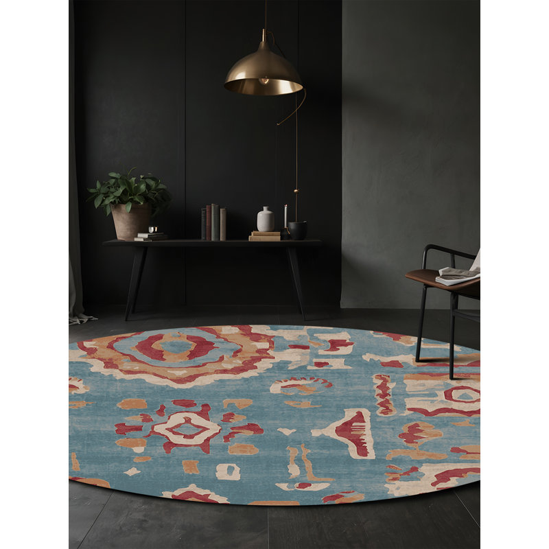 Machine Washable Gray Area Rug, Round 6'