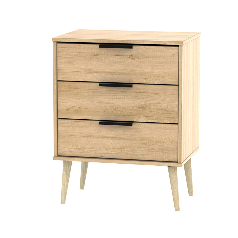 Fully Assembled Euart 3 Drawer Chest, Oak