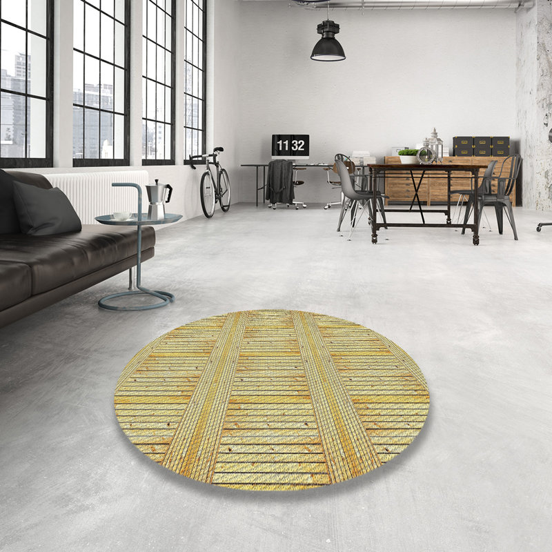 Tapis abstrait beige, Rond 7 pi
