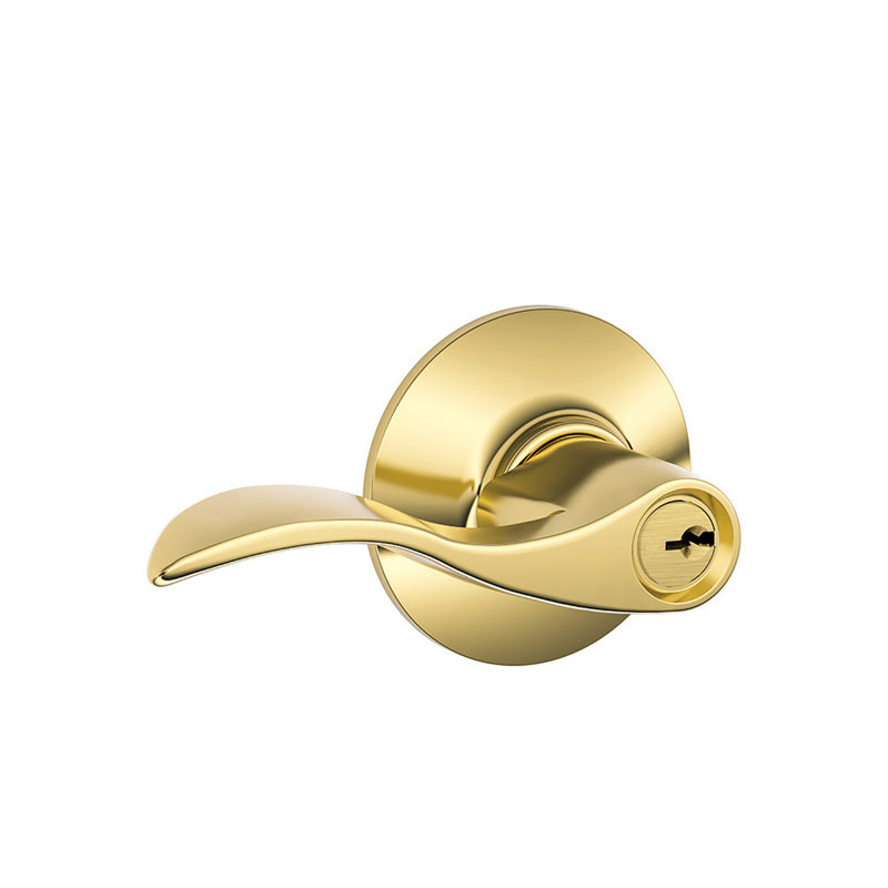 Accent Lever Keyed Entry Lock, Bright Brass