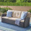 Coussin réversible 3 places pour patio - brun foncé, imperméable, structure en fer brun, acier