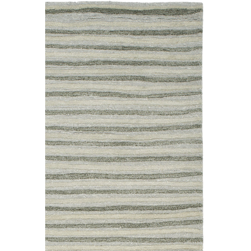 Schmier Martha Stewart Hand Tufted Wool/Viscose Striped Rug in Gray, Rectangle 9'6" x 13'6"
