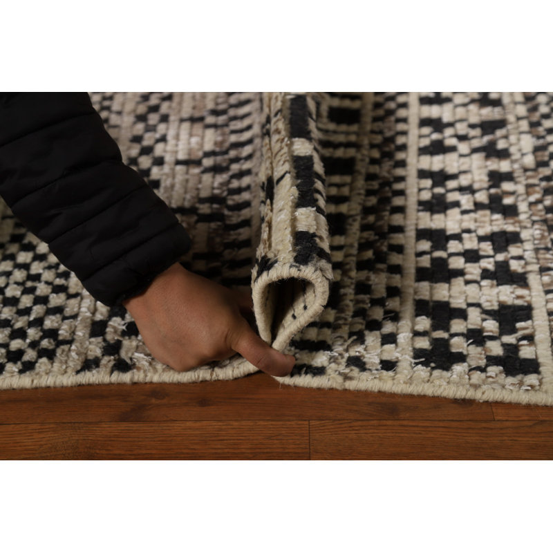 Tapis décoratif géométrique en laine à motif oriental marocain 2x3
