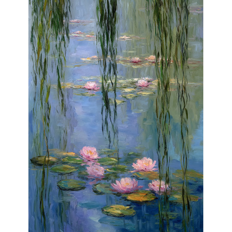 «Willow Veil Lotus Pond», art mural sur toile tendue, H 36 po x l 24 po x P 1,5 po