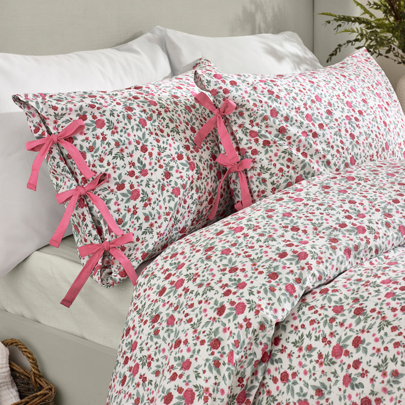 Hannah Floral Duvet Cover Set with Pillowcases, Pink, SuperKing Duvet Cover Set + 2 Standard Pillowcases