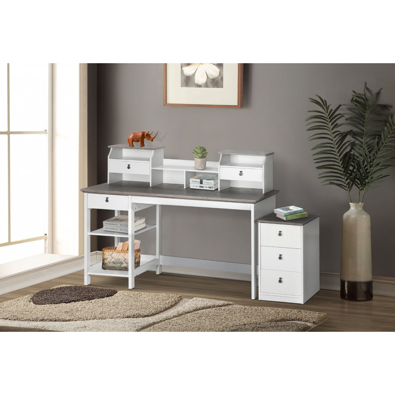 Bureau de direction en L avec huche et classeur 