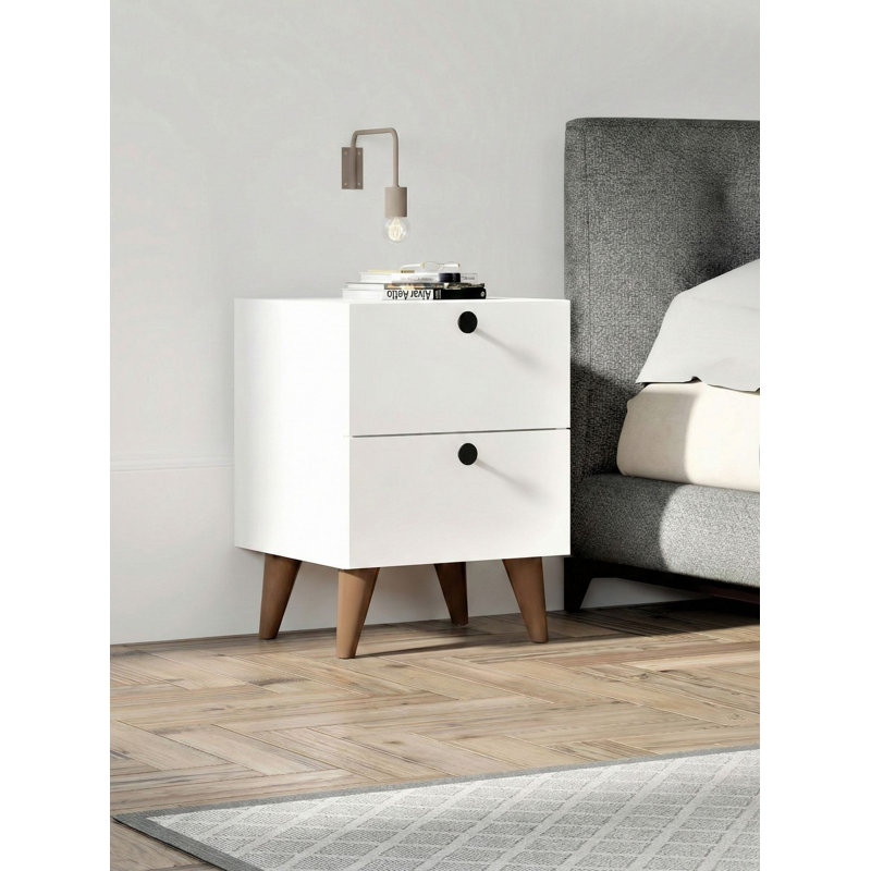 Orinda 2 - Drawer Nightstand, White/Brown
