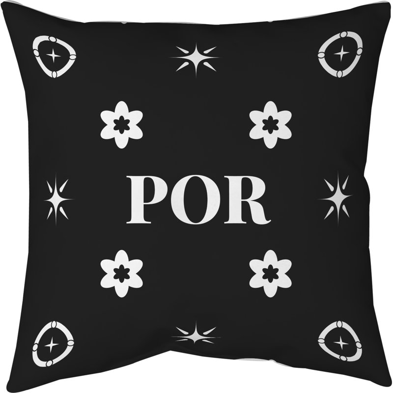 Coussin en coton Portland, Portland blanc / noir, H 16 po x l 16 po