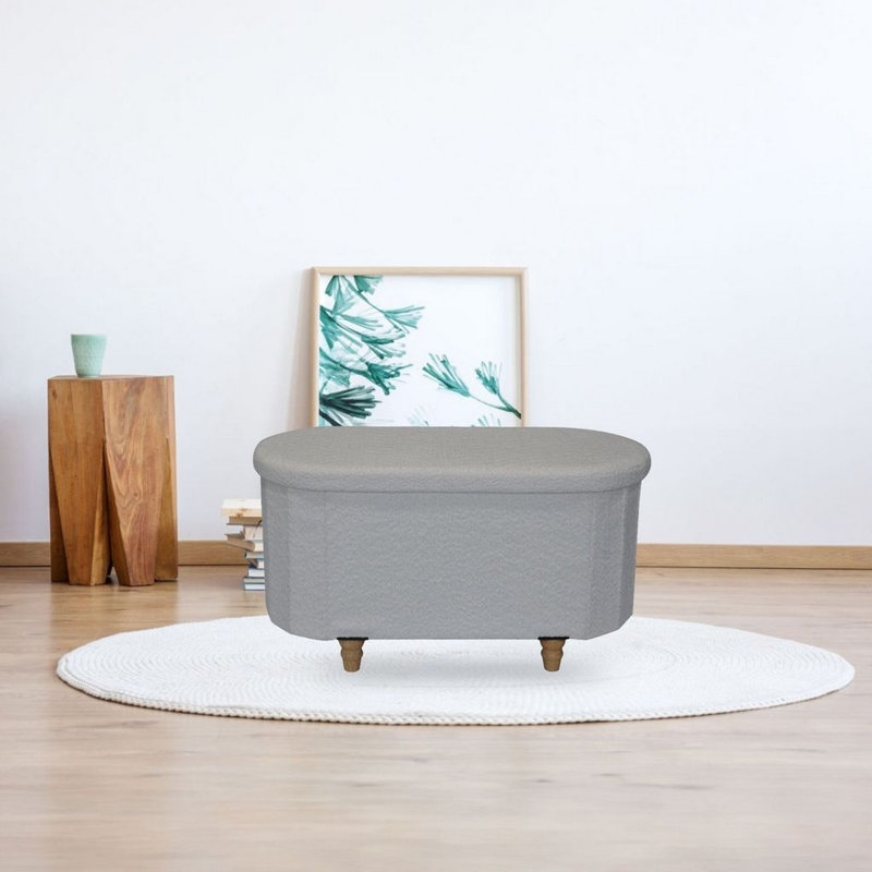 Banc de rangement avec repose-pieds Diwansi Boucle, Boucle en polyester ivoire