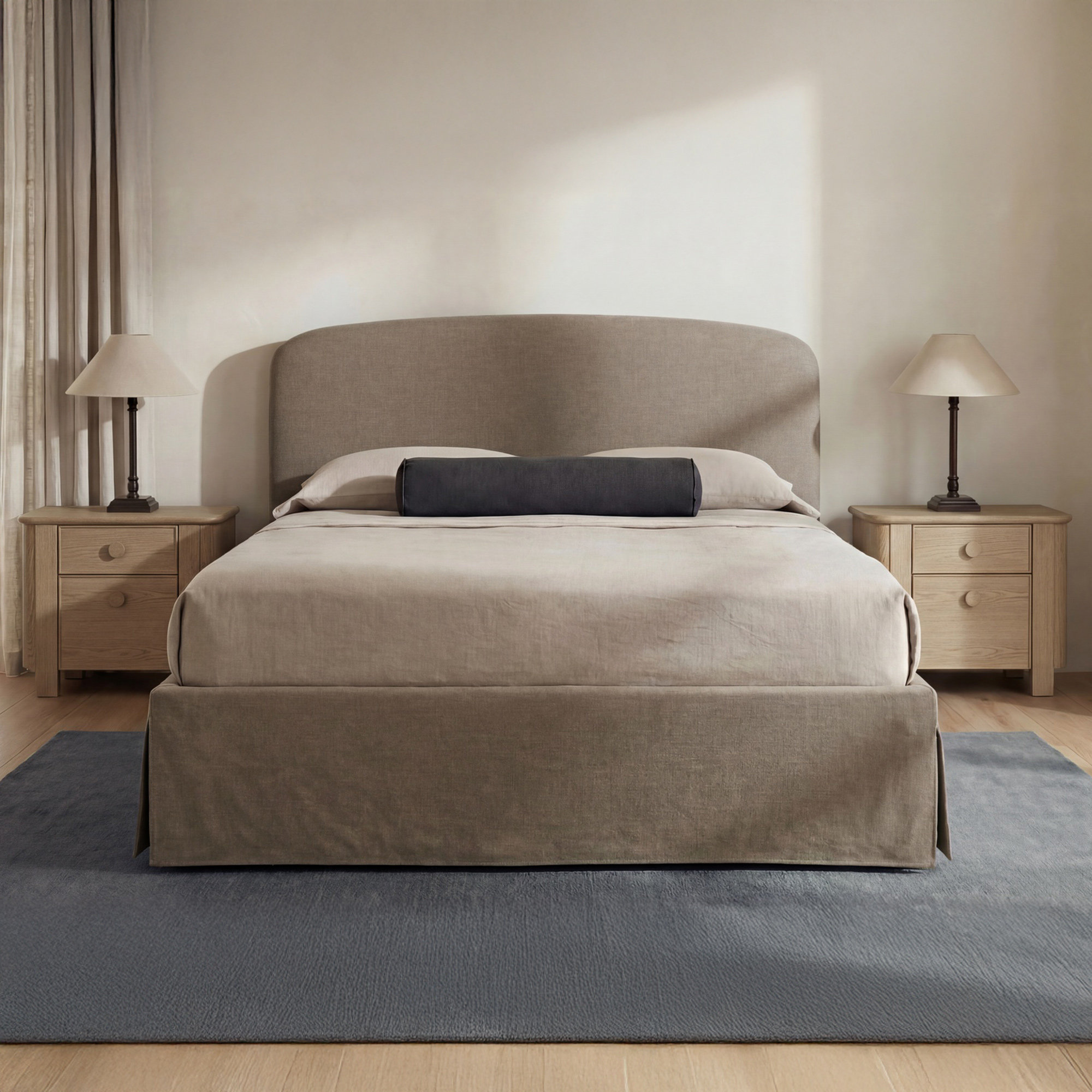 Zeeba Upholstered Platform Storage Bed, Queen, Tan