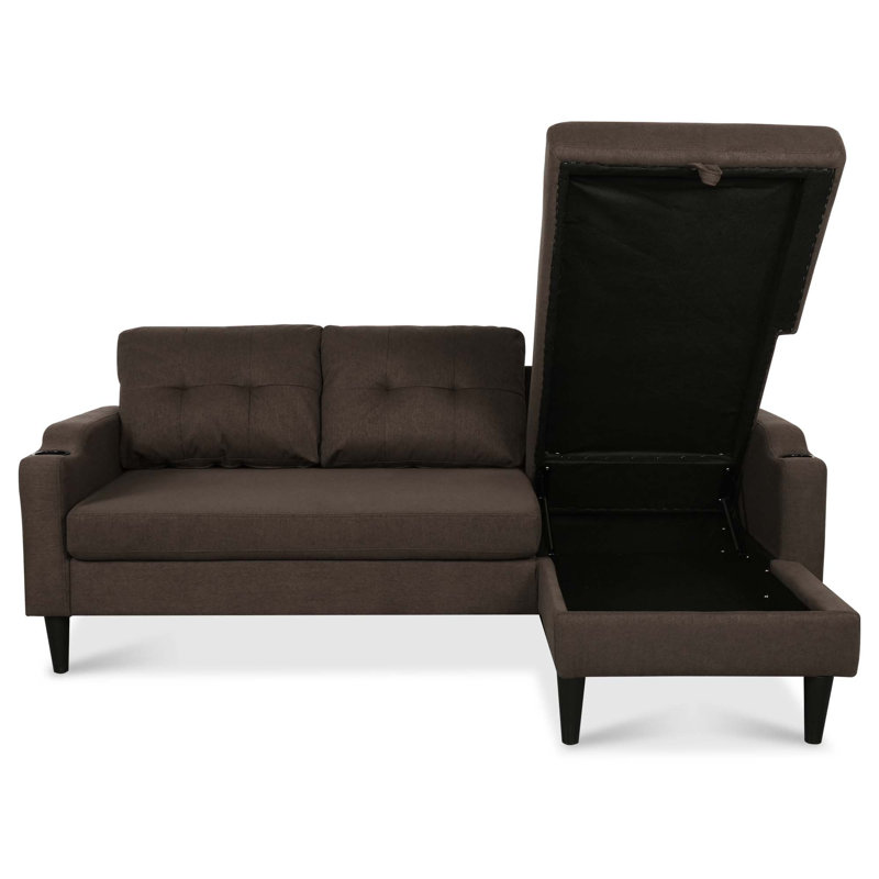 Canapé moderne avec rangement intégré et conception convertible pour un confort peu encombrant et une utilisation multifonctionnelle.