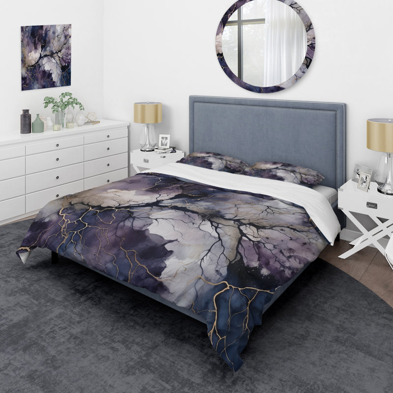 Ensemble de housse de couette en microfibre / polyester mauve et explorant la langue de peinture III Bedding