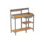 Table de rempotage d'extérieur en bois avec évier, banc de travail de table de jardin avec tablette, poste de travail pour pelouse extérieure