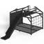 Lit plateforme en métal en forme de maison ClimbNest pour enfants, avec mur d'escalade et toboggan.-134981016